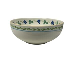 Vtg. Mikasa Fashion Plate Stoneware Wine & Roses 8 1/2” Serving Bowl Blue Floral